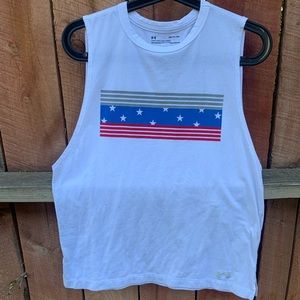 Under Armor White Tank Top w/ American Flag 🇺🇸